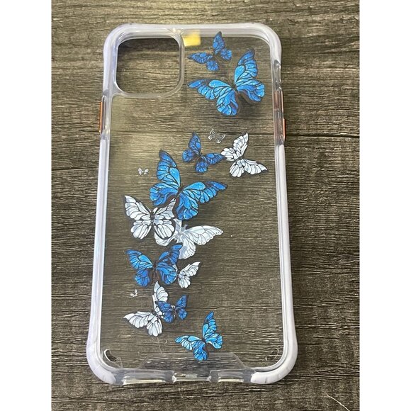 Case Compatible with iPhone 11 Pro Max Clea Blue butterfly on TPU whimsy - Picture 1 of 8